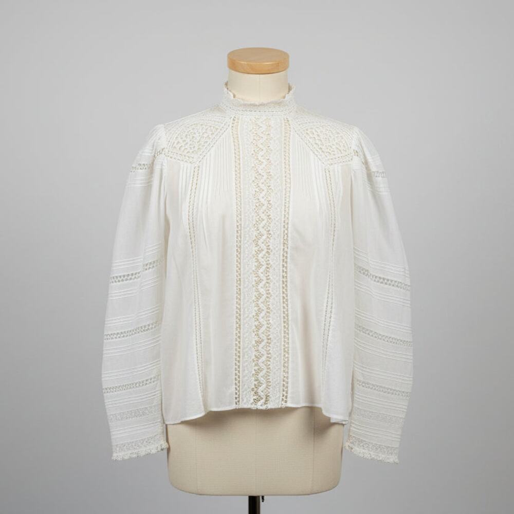 Doen ivory organic cotton & lace blouse, size S